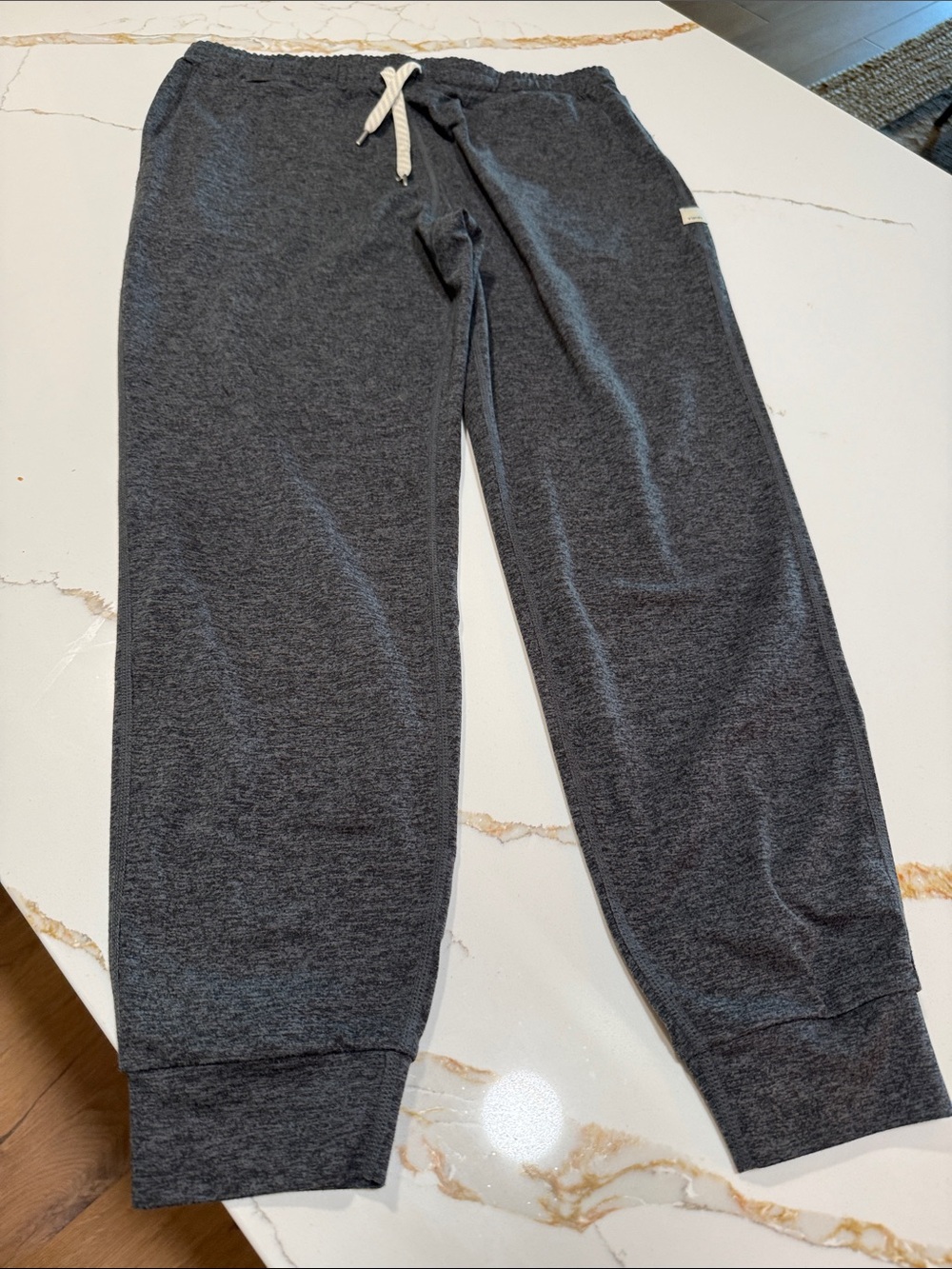 Vuori Charcoal Gray Jogger Sweatpants with White Drawstring
